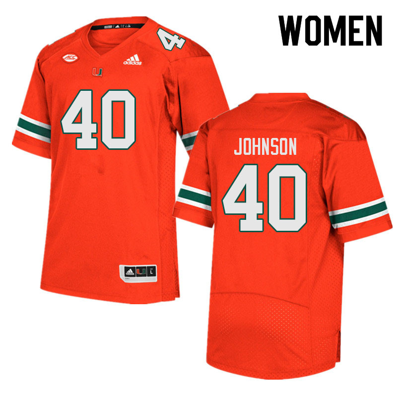 Women #40 Caleb Johnson Miami Hurricanes College Football Jerseys Sale-Orange